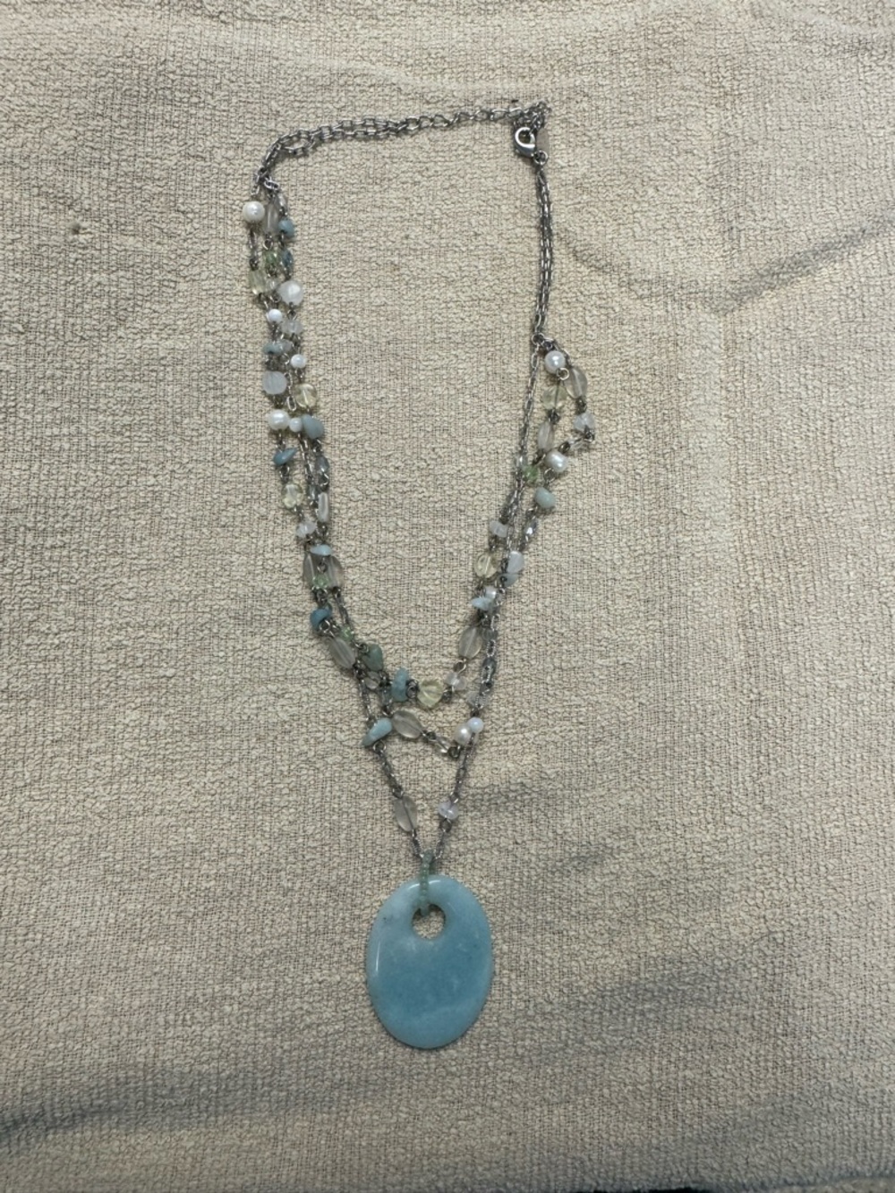 Lia Sophia Multi-Strand Aquamarine Beaded Pendant Necklace - Women Jewelry